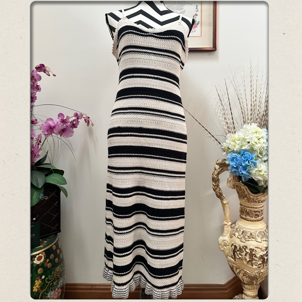 Black and White Sheath Dress with Spaghetti Straps
